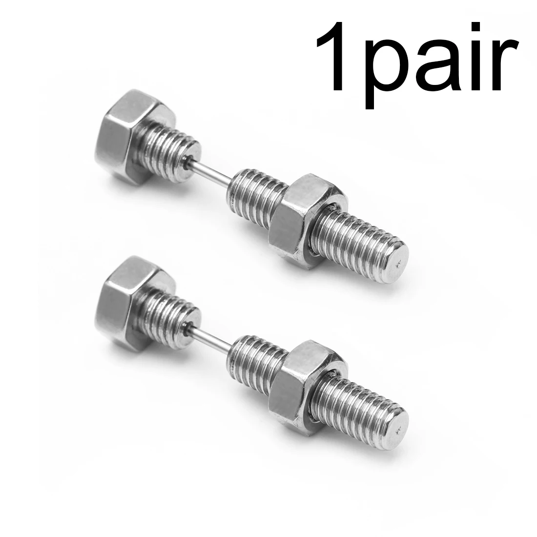 Punk Fashion Silver Black Color Stainless steel Nail Screw Piercing Stud Earring for Women& Men Ear Piercings Fashion Jewelry - Окраска металла: 1 Pair