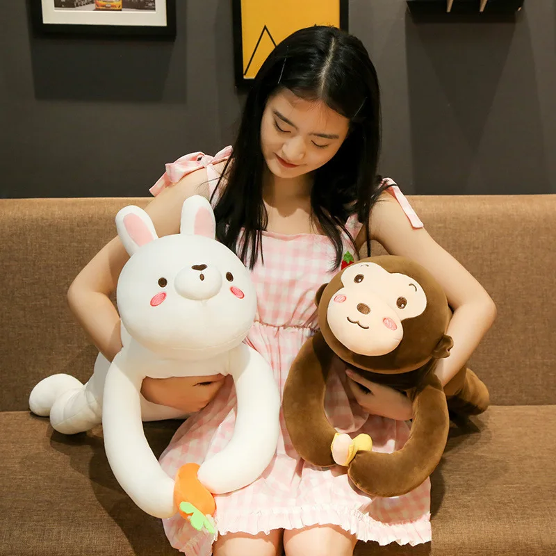 

Long Arm Rabbit Monkey Doll down Cotton Papa Animal Plush Toys Children Comforter Toys Birthday Gift