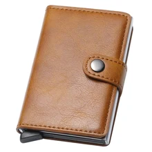 Мужской и женский Автоматический кошелек для кредитных карт, кошелек с задним карманом, держатель для ID карт, RFID блокирующий кошелек, Ретро Кошелек для монет, сумочка для карт