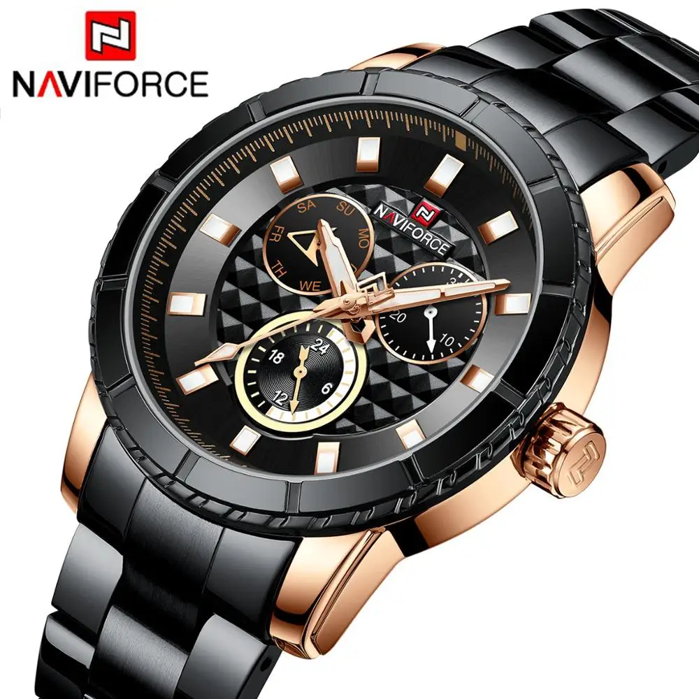 NAVIFORCE военные мужские часы Топ бренд Роскошные Кварцевые для мужчин Дата Неделя