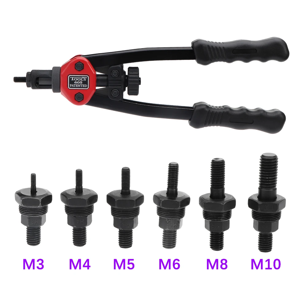 Hand Threaded Rivet Nuts Gun BT605 606 M3 M4 M5 M6 M8 M10 Double Insert Manual Riveter Gun Riveting Rivnut Tool Rivet tool afbeelding
