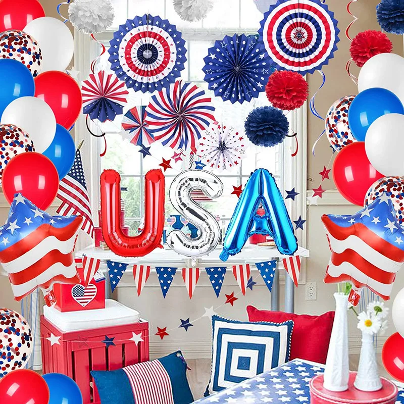 1 комплект 4th of July украшения Бумага вентилятор Патриотический американский День