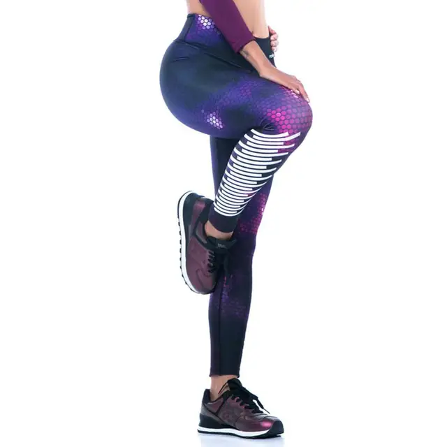 Women Push Up Sporting Outdoor Polyester Workout Skinny Leggings Elastic Force Casual Breathable High Waist Fitness Leggings טייץ מצויר