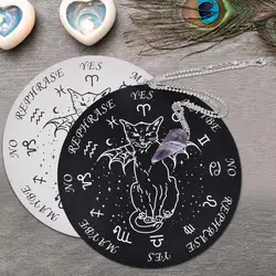 Tablero de péndulo de estrella, tablero de mensajes metalizado de adivinación, tablero de madera Carven con un collar de péndulo de espiga de cristal