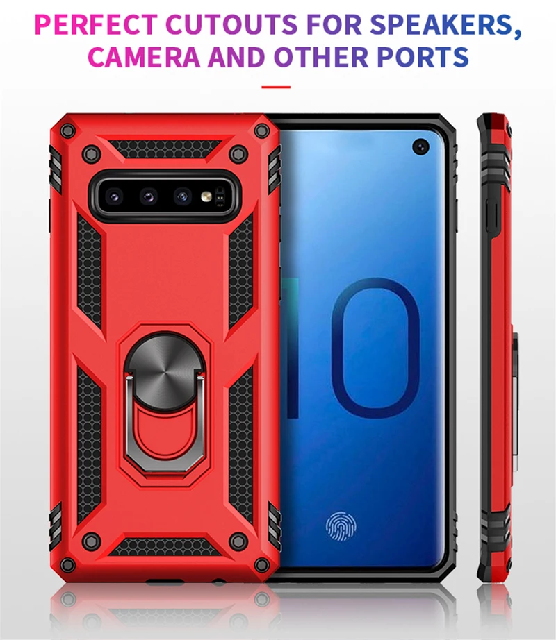 Роскошный чехол с магнитным кольцом для samsung Galaxy S10, Прочный противоударный чехол с подставкой для samsung Galaxy S10E S10 Plus, чехол