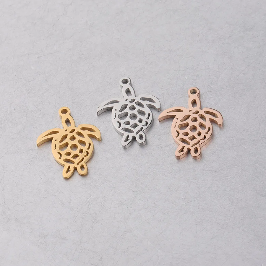 

20Pcs/Lot 16.7*22.4mm Hollow Turtle Charms Mirror Polish Stainless Steel Charms For DIY Making Necklace Bracelets Ocean Jewelry