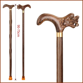 

MUMUELI Wooden Vintage Dragon Crutches,Walking Stick for Elderly,Senior Cane,Non-slip High Quality Wood,Custom-made 75-90cm
