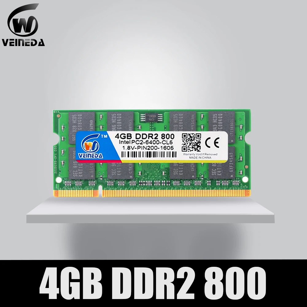 VEINEDA DDR2 Ram 1 gb/2 gb/4 gb Memoria 4 gb ddr2 533 667 800 MHz sodimm ОЗУ 2 gb ddr 2 800 PC2-6400 для ноутбука Mobo