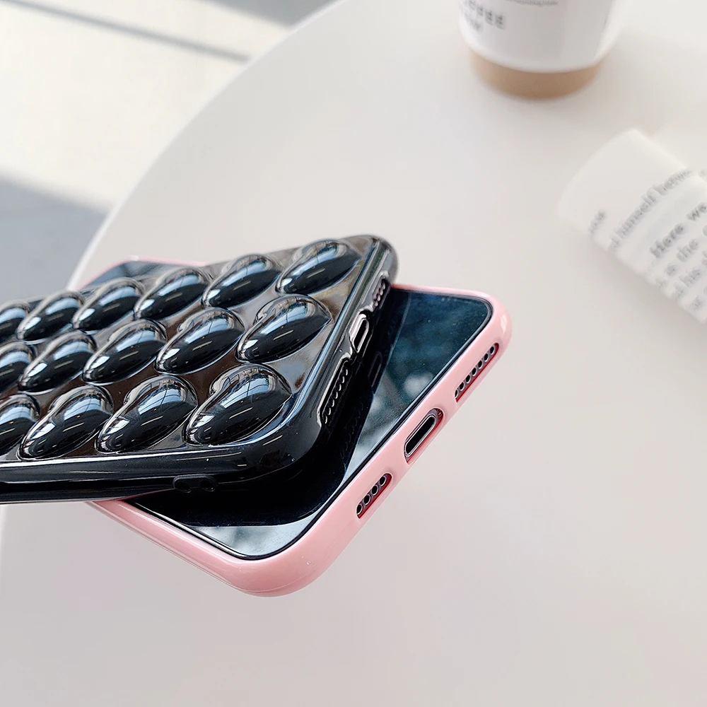 Розовый Блестящий чехол для телефона с сердечками Iphone Xr 7 8 Xs Max прозрачный из ТПУ