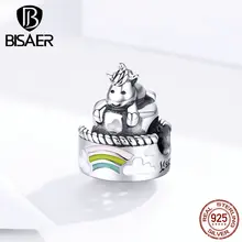 Единорог бисаер 925 пробы Серебряный торт на день рождения форма единорога бусины талисманы подходят для девочек браслеты DIY Серебро 925 оригинальные ювелирные изделия