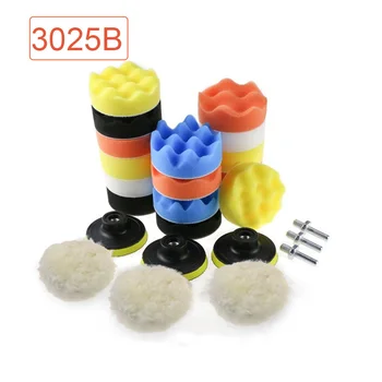 

25pcs Soft Waxing Machine Parts Sponge Wheel Buffer Pads Set Accessories Universal With Drill Adapter Replaceable Car Polishing
