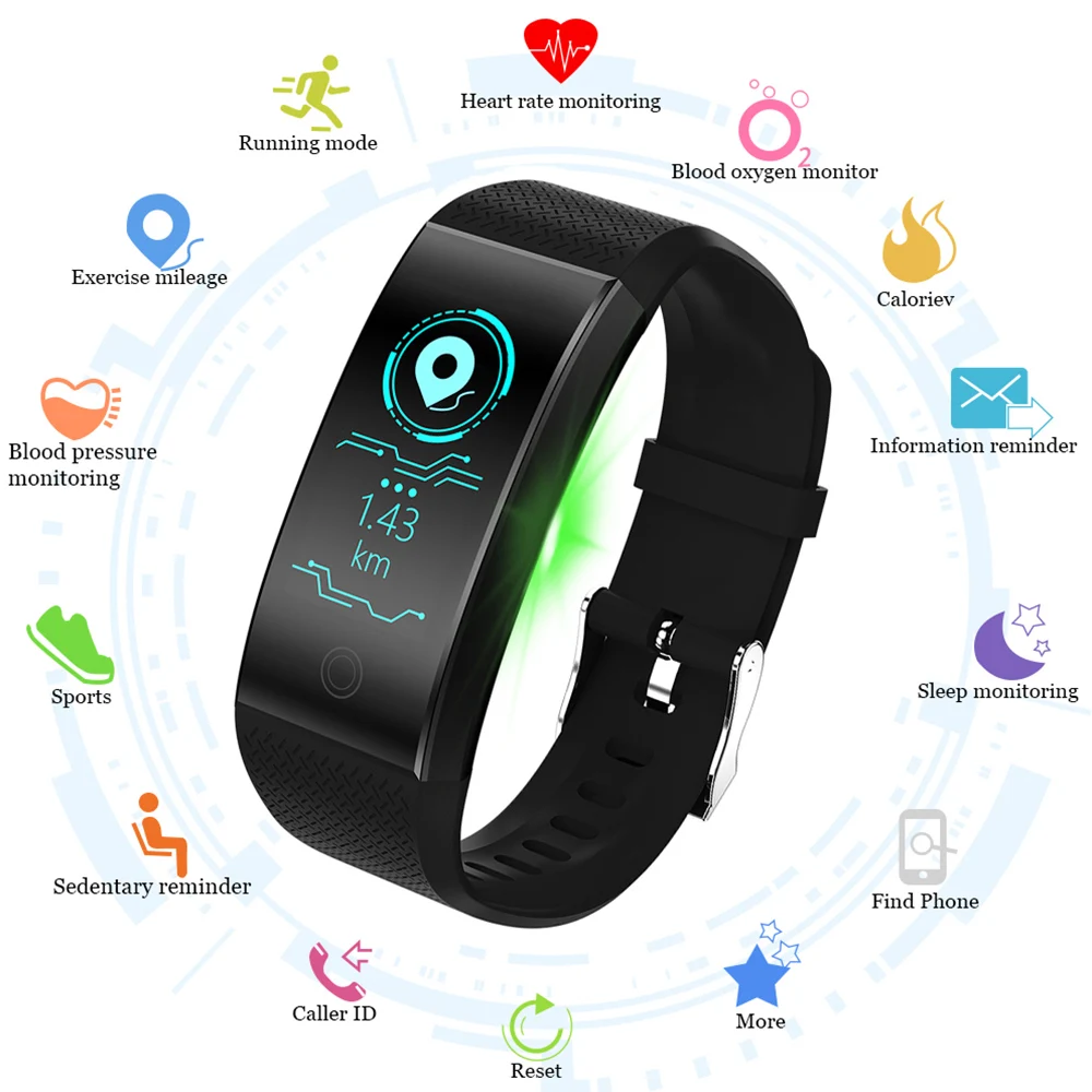 

Sport Smart Band Bracelet Women Men QW18 IP68 Waterproof Smart Wristbands Smartband Blood Pressure Fitness Tracke Dropshipping