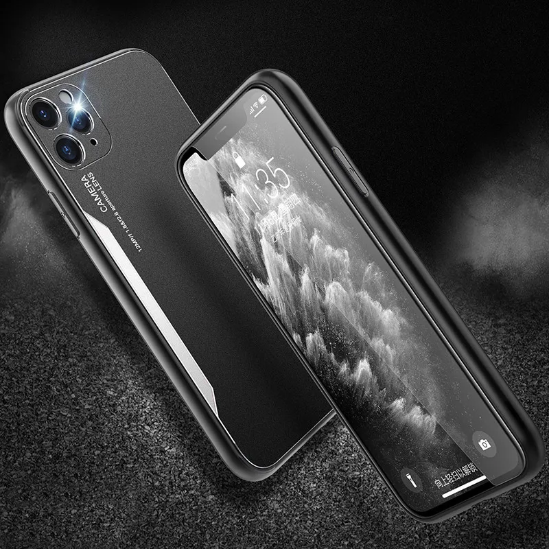 

Metal Cool Phone Case For iPhone 11 Pro Max X XR Xs Max Titanium alloy Back Soft side Cover Case For iPhone 6 6s 7 8 Plus