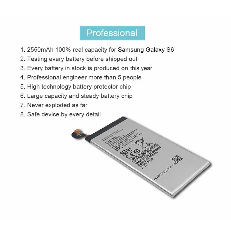 Оригинальный аккумулятор PINZHENG для телефона Samsung Galaxy S6 Edge G920F G925F G9250 ремонтный