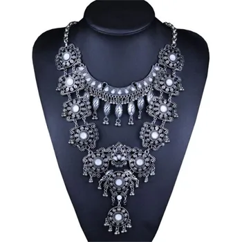 

Large Collar Statement Retro Necklace Woman Bohemian Ethnic Exaggerated Choker Femme Vintage Layered Necklace For Women