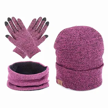 

3 Pieces Winter Set Women Men's Hat Scarf&Gloves Set Warm Thicken Winter Hat Scarf Gloves Unisex Accessories Gift