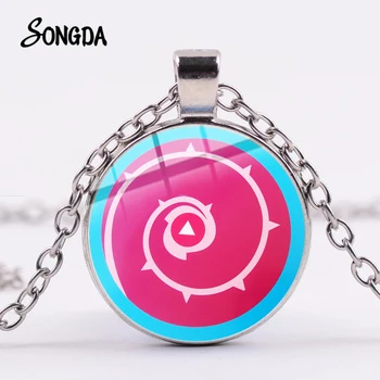 

SONGDA Hot Lovely Steven Universe Necklace Cartoon Pink Blue Shield Glass Round Pendant Silver Color Chain Handmade Kids Jewelry