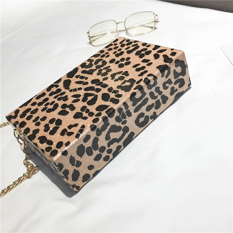 

2018 New Style Fashion Korean-style Leopord Pattern Square Sling Bag Chain Shoulder Cross-body Box Bag Clutch Bag