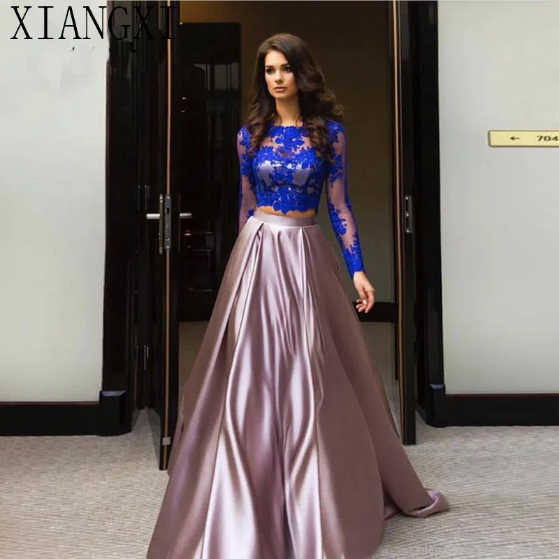 

Dark Lavender Two Pieces Prom Dress Maxi Gown A-line Pleated Zipper High Waist Chic Prom Event Party Dress Long Custom Made Saia