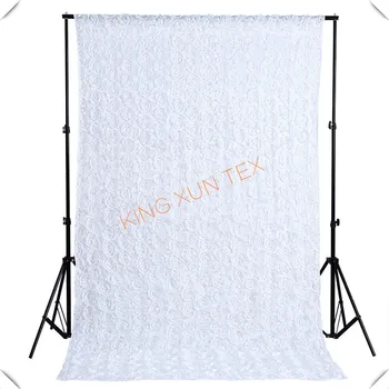 

White satin rosette Backdrop Curtain for wedding party or photograph background pink fuchsia gold color can choose