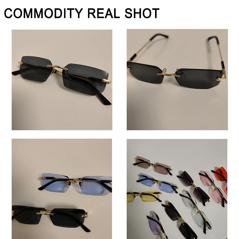 XJiea Rectangular Rimless Sunglasses,Fashion Men Outdoor Sun Glasses,Summer Women Decorative Eyewear,Shopping, Drive to Wear - Image 3