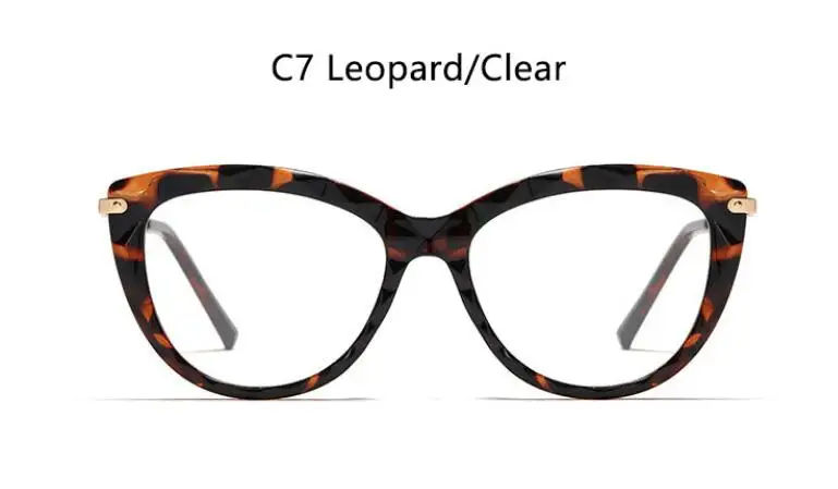 Прозрачные розовые женские очки, оправа для очков, кошачий глаз, близорукость, ботан, оптическая оправа для женщин, TR90, простые очки oculos armacao - Цвет оправы: C7 LEOPARD CLEAR
