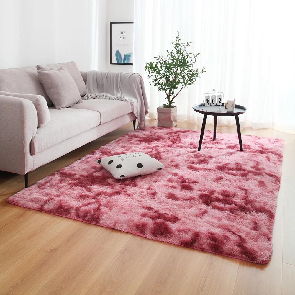 Мультиразмерные мягкие ковры, плюшевые Нескользящие Коврики для спальни, водопоглощающие коврики для гостиной, спальни - Цвет: Dark Red