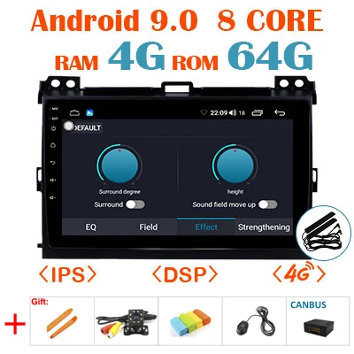 64G Android 9,0 1280*720P Carplay Авто gps радио для Toyota LAND CRUISER Prado 120 Lexus GX47 мультимедийный экран без DVD головное устройство - Color: 4G 64G DSP canbus