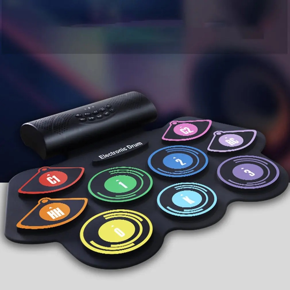 

Electronic Digital Drum Built In Speaker Portable Battery Electronic Roll Drum Pad Professional Foldable Practice Instrument