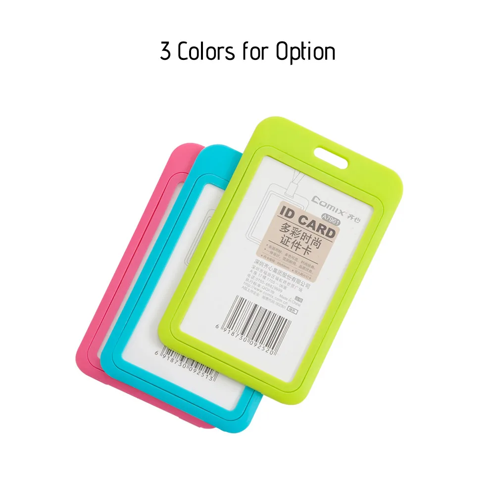 

COMIX A7961 Card Stock Vertical Style Candy Color ID Card Badge Holder Rose Red 10 Pieces