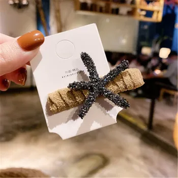 

Japanese Autumn And Winter Fabric Plush Starfish Hairpin Female Korean Back Head Side Clip Hairpin Word Clip Headdress