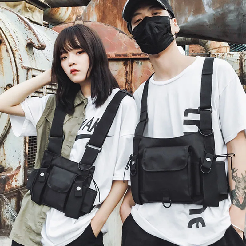 

Tide Brand Vest Bag Chest Bag Multi-Function Pockets Japanese Street Function Tactical Chest Bag Men And Women Multi-Function Bu
