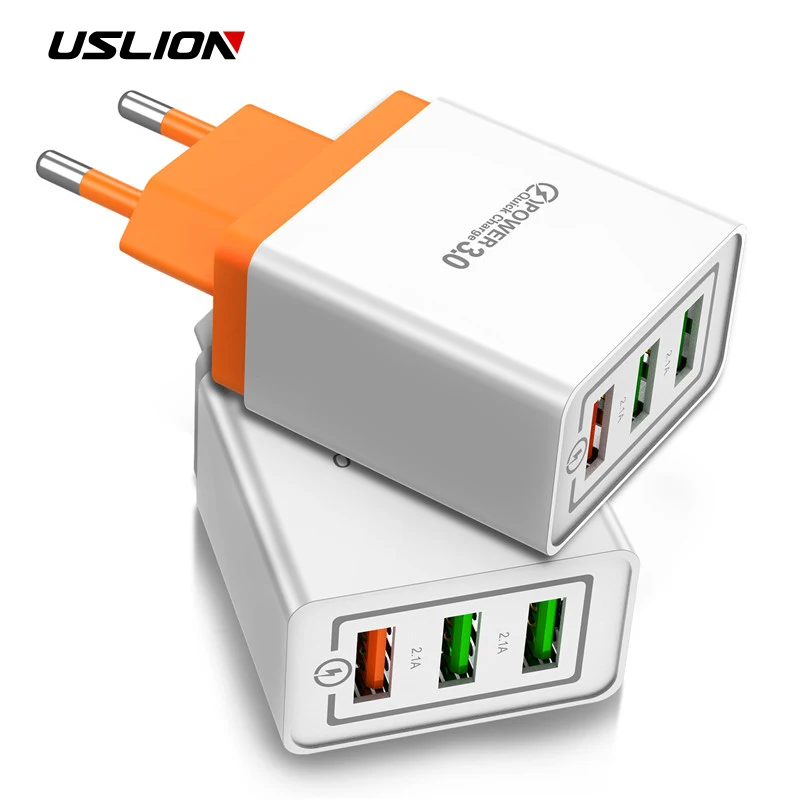 Сетевое зарядное устройство USLION с быстрой зарядкой 18 Вт 3 0 USB для iPhone 7 X Samsung Huawei ЕС