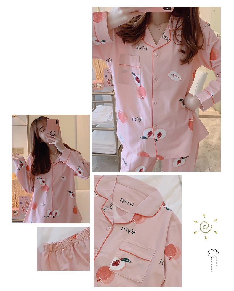 Caiyier/осенне-зимний пижамный комплект, милая желтая утка, Повседневная Пижама с принтом, милая Корейская ночная рубашка с длинными рукавами для девочек, Женская домашняя одежда