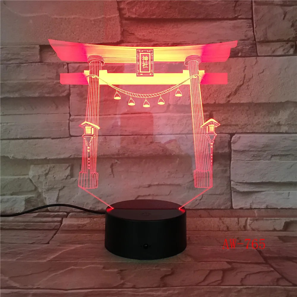 Японский Shrine Jinja USB светодиодный 3d-ночник многоцветный RGBW фестиваль подарок декоративные светильники настольная лампа спальня 765