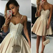 Милое сексуальное короткое мини с открытой спиной выпускное платье трапециевидной формы с аппликацией, вечерние платья для выпускного вечера, платья размера плюс на заказ