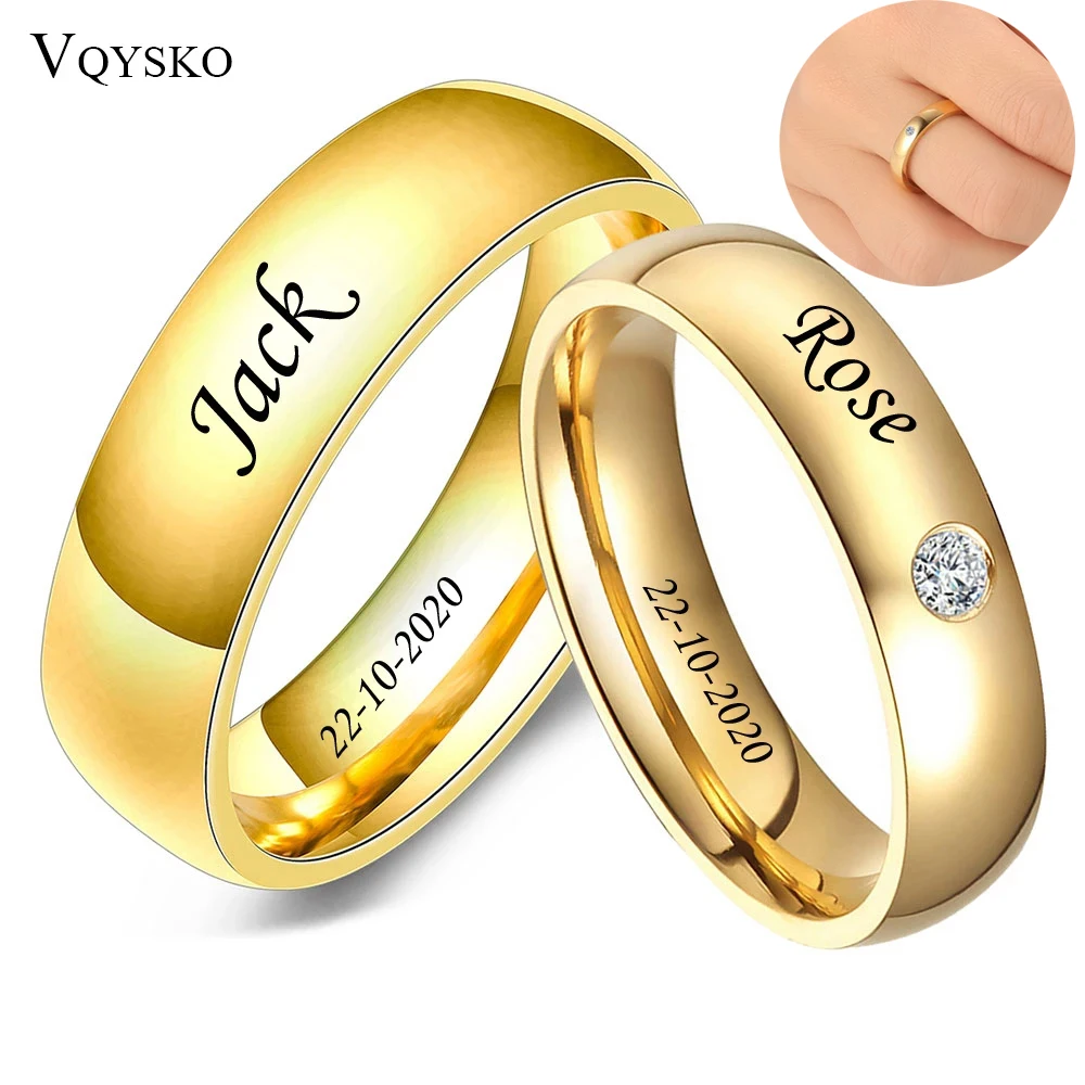 

Custom Gold Tone Engagement Rings for Couples Stainless Steel With Crystone Men Women Puzzle Anillos Joyas De Wedding Bands