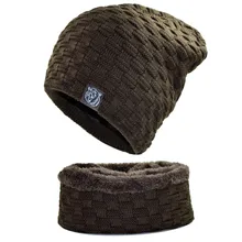 Толстые зимние шапки, шарф для мужчин, вязаные шапочки, шапка для мужчин, одноцветная зеленая шапка унисекс, шапка в стиле хип-хоп, шапка бини, теплый кольцевой шарф