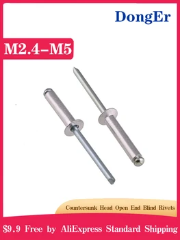 

M2.4 M3.0 M3.2 M4 M5 Aluminium Open End Blind Rivets Countersunk Head Rivets B084