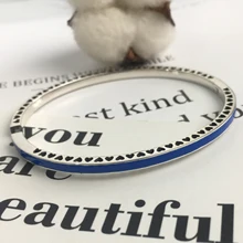 925 Sterling Silver Classic Blue Radiant Hearts of Bangle Women Charm Fashion DIY Jewelry Free Shipping Wholesale