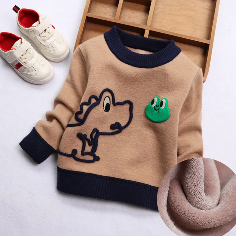 

Kids' Sweater 1-4 Men's 5 Child New Style Autumn And Winter plus Velvet Sweater Small CHILDREN'S Base Shirt Childrenswear Sweate