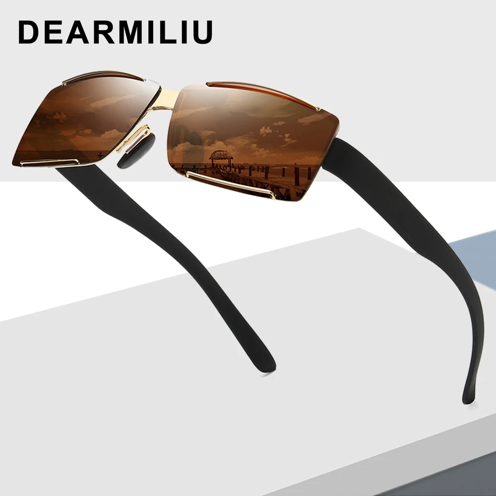 DEARMILIU новые мужские ретро солнцезащитные очки Классические роскошные брендовые дизайнерские поляризованные прямоугольные винтажные gafas de sol hombre
