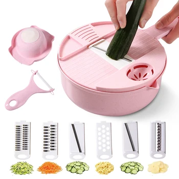 

Vegetable Mandoline Slicer,8 in 1 Kitchen Cutter Vegetable Fruits Tools,with 6 blades,Egg white Separator,with Strainer