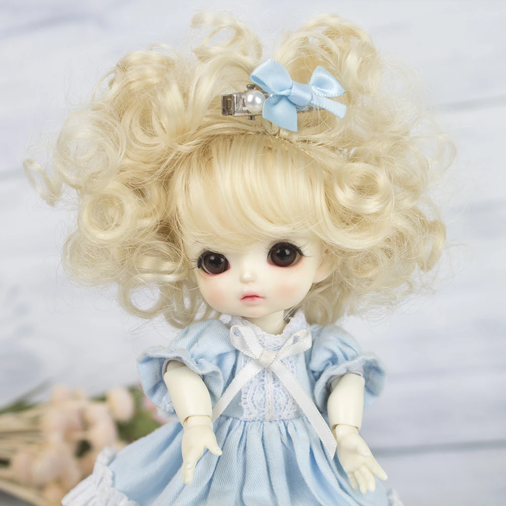 Muziwig желтый Ombre вьющиеся парики для милой куклы младенца 1/8 BJD/SD куклы термостойкие провода