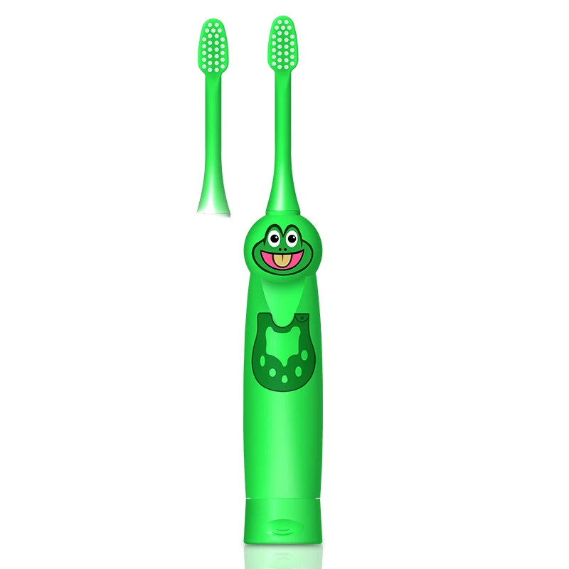 Green 2Heads Детская зубная щетка, звуковая электрическая зубная щетка, От 2 до 13 лет, здоровые белые зубы, сухой аккумулятор - Цвет: Green 2Heads