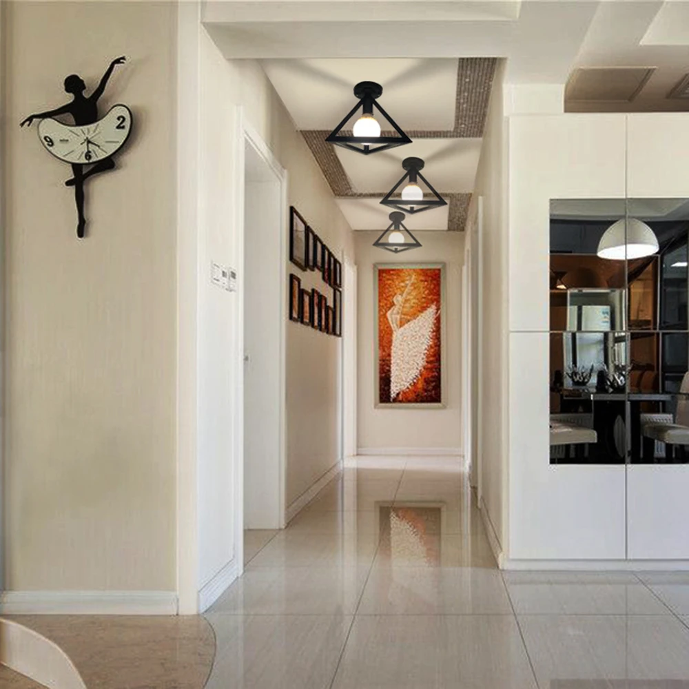 Vintage Ceiling Lamps Chande-lier 110 /220V Retro  Ceiling Light for Corridor Aisle Porch Balcony E27 Home Lights Cage Fixture