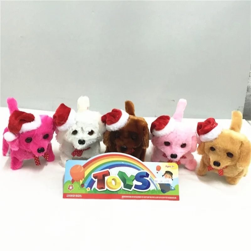 

Stall Hot Selling Electric Puppy Shining Sound Making Forward round Steak Decorative Pattern Dog Plush dao tui gou Children Chri