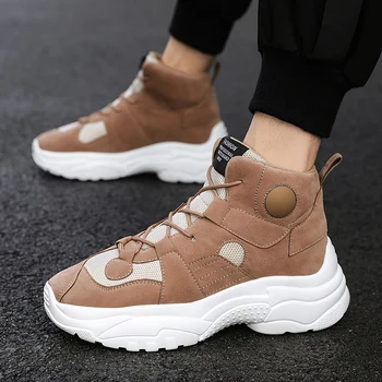 

Hot Sale Casual Sneakers Men Mid-Top Men Lace Up Sneakers Anti-Slip Mens Fashion Shoes Different Colors Casual Brand Men Shoes
