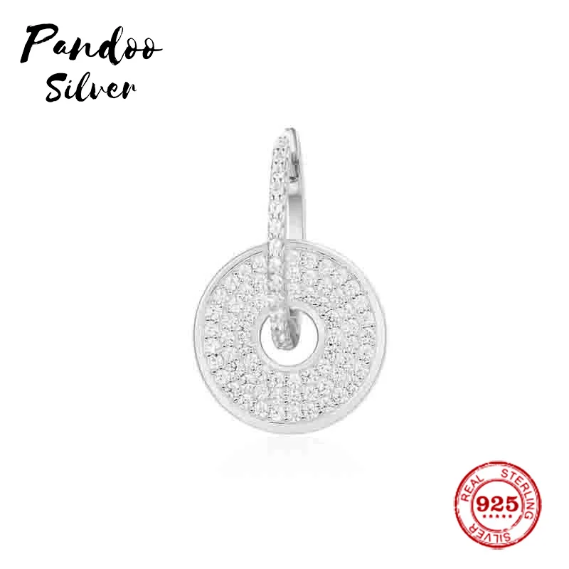 

Pandoo Fashion Charm Sterling Silver Original 1:1 Copy,Single Disc Earrings With Drooping Chain Luxury Jewelry Gift For Female