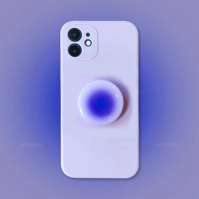 Gradient Square Phone Holder Case On For Samsung Galaxy S21 S20 Fe Ultra Plus Lite 5g S 21 20 S30 Girl Cute Stand Silicone Cover ZBMS YX Grass Purple